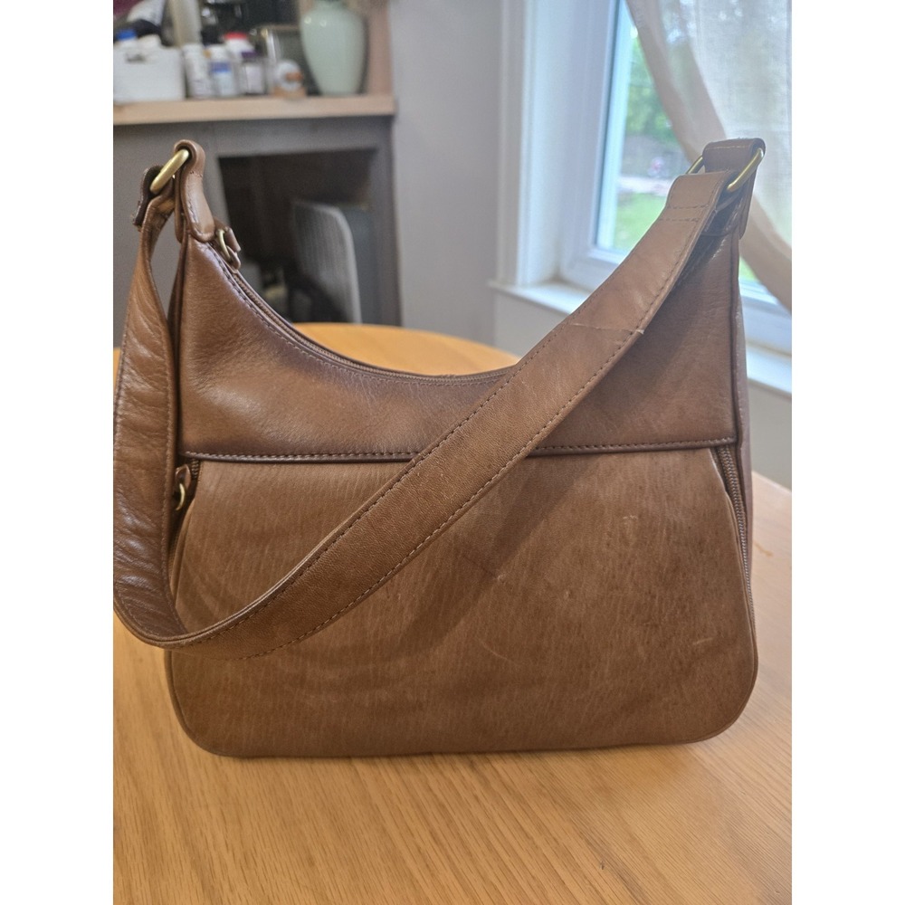 VTG Marlo Genuine Leather Hand Bag Tan 90s Structured